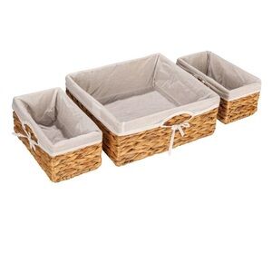 NIB Woven Storage Basket set with Liner